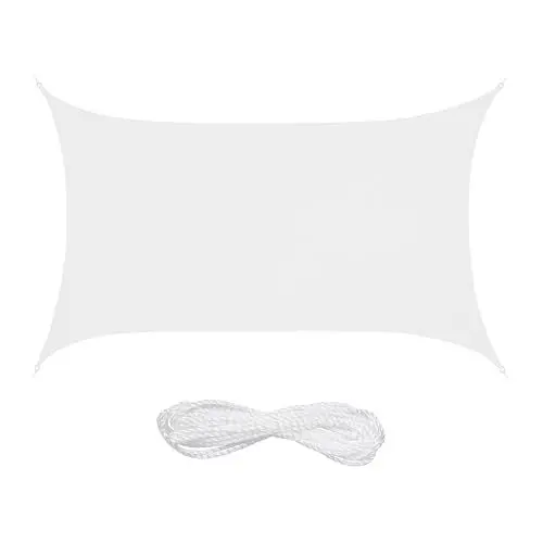 Produktbild: Relaxdays Sonnensegel, 3 x 4 m, wasserabweisend, Polyester, Spannseile, Segeltuch rechteckig, Garten, Balkon, weiß