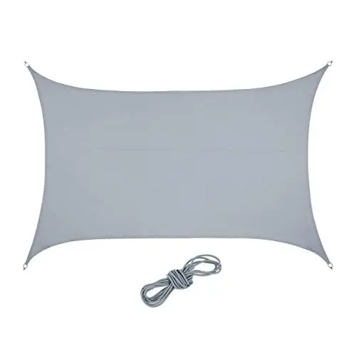 Produktbild: Relaxdays Sonnensegel, 4 x 6 m, wasserabweisend, konkav, PES-Gewebe, Spannseile, Terrasse, Balkon, rechteckig, hellgrau