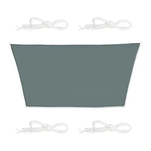 Produktbild: Relaxdays Sonnensegel Trapez, 3 x 4 x 2 x 2 m, wasserabweisend, UV-beständig, mit Spannseilen, Terrasse, Balkon, grau