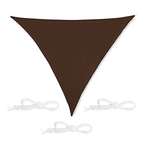 Produktbild: Relaxdays Sonnensegel dreieckig, 3 x 3 x 3 m, wasserabweisend, UV-Schutz, mit Spannseilen, Dreiecksegel Garten, braun