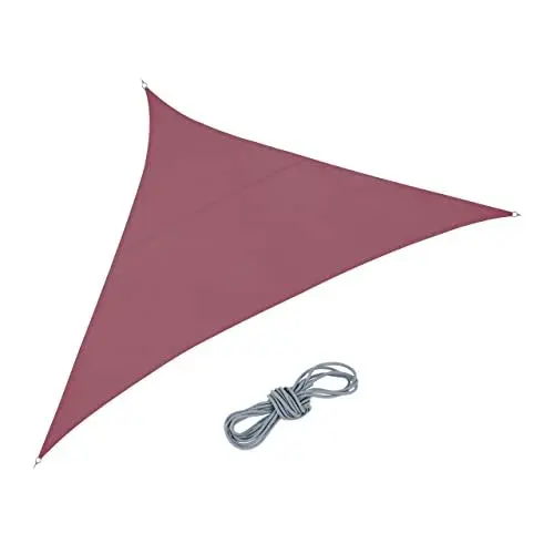 Produktbild: Relaxdays Sonnensegel, dreieckig, 3 x 3 x 4,25 m, konkav, PES-Gewebe, wasserabweisend, Sonnenschutz mit Spannseilen, rot