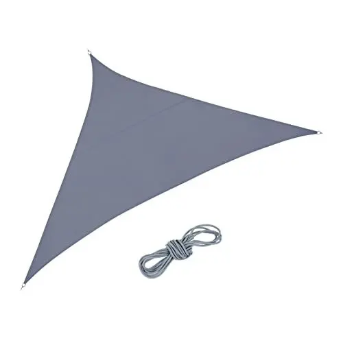 Produktbild: Relaxdays Sonnensegel, dreieckig, 3x3x4,25 m, konkav, PES-Gewebe, wasserabweisend, Sonnenschutz, Spannseile, dunkelgrau