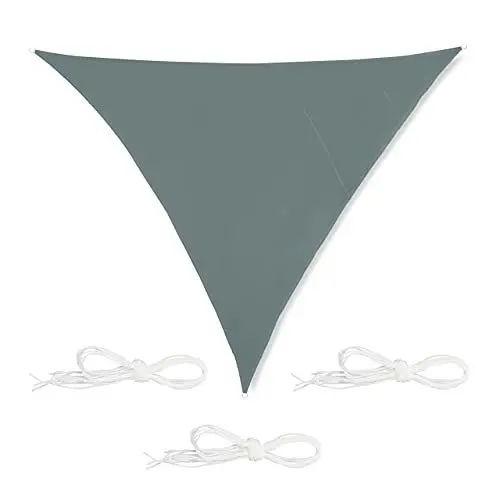 Produktbild: Relaxdays Sonnensegel dreieckig, 4 x 4 x 4 m, wasserabweisend, UV-Schutz, mit Spannseilen, Dreiecksegel Garten, grau