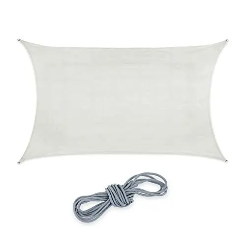 Produktbild: Relaxdays Sonnensegel rechteckig, 2 x 4 m, HDPE-Gewebe, UV-stabilisiert, konkav, Sonnenschutz mit Spannseilen, weiß