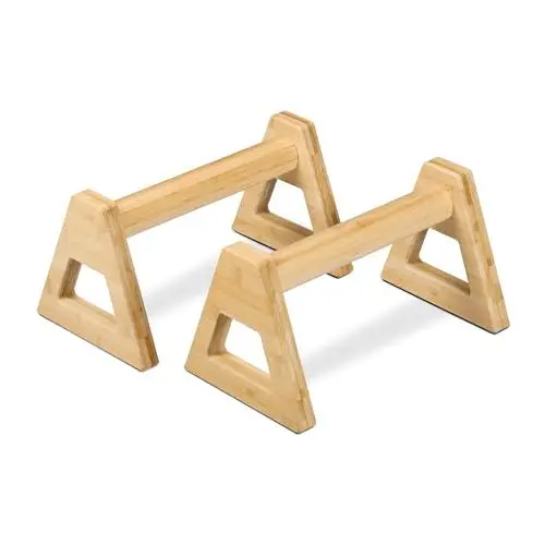Produktbild: Relaxdays Soportes Flexiones Brazos Bambú Liegestützgriffe XL, 2er Set, Parallettes Bambus, HBT: 20 x 21 x 38 cm, Calisthenics, Handstand Stütze, Natur
