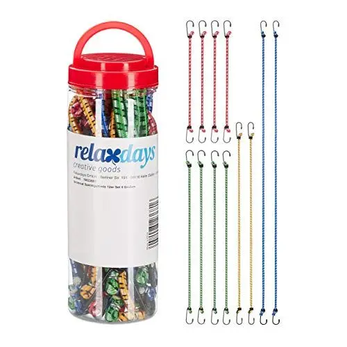 Produktbild: Relaxdays Spanngummi 12er Set, Gepäckspanner für Auto und Fahrrad, Universal Expander, 35cm bis 1m, 4 Größen, Mehrfarbig