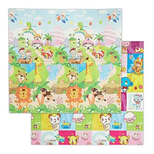Produktbild: Relaxdays Spielmatte Safari, faltbar, schadstofffrei, abwaschbar, 195x175 cm, XPE-Schaumstoff, Spielteppich Kinder, bunt