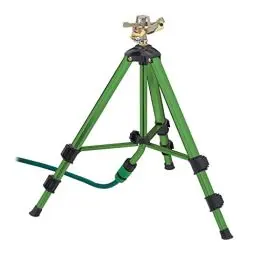 Produktbild: Relaxdays Sprinkler mit Teleskop-Stativ, Sprühradius bis 9 m, Sektorenregner Metall, 360°, Impulsregner, grün/schwarz