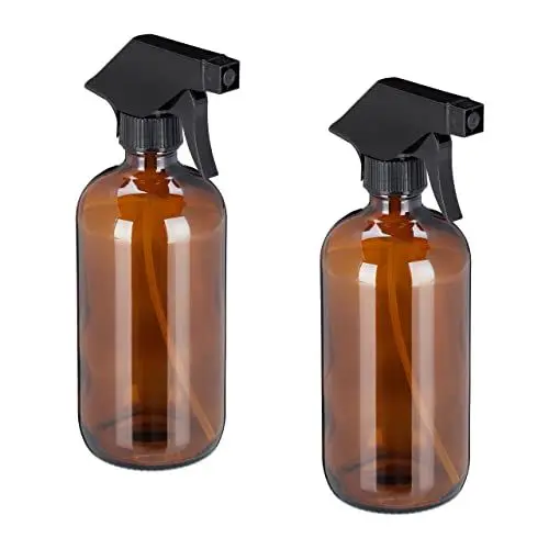 Produktbild: Relaxdays Sprühflasche Glas, 2x 500 ml, Set, nachfüllbar, Nebel & Strahl, Haarpflege, Reinigung, Zerstäuber, leer, braun