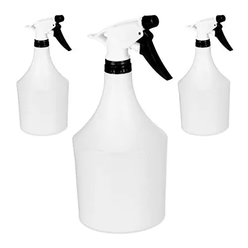 Produktbild: Relaxdays Sprühflasche Pflanzen, 3er Set, einstellbare Düse, 1 Liter, mit Skala, Kunststoff, Blumensprüher, weiß-schwarz
