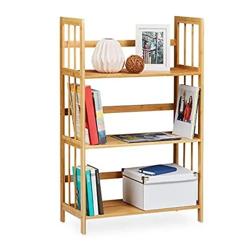 Produktbild: Relaxdays Standregal Bambus, Holz, 3 Ablagen, HxBxT: 88 x 55 x 26 cm, Bad Regal, Schuhregal, Bambusregal, natur braun