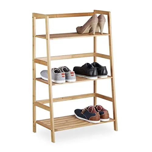 Produktbild: Relaxdays Standregal aus Bambus mit 3 Ablagen HxBxT: ca. 91 x 57 x 32 cm, schmales Regal, Badregal, Bücherregal, natur