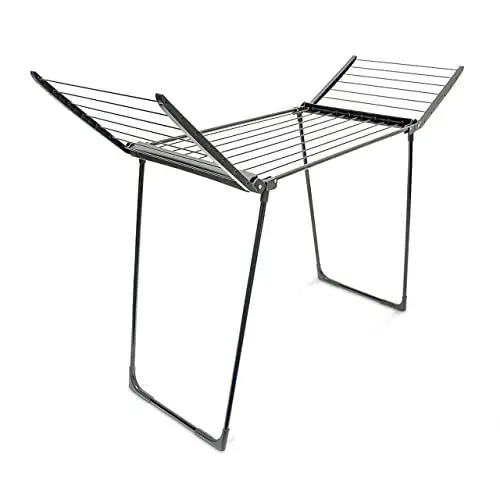 Produktbild: Relaxdays Standtrockner H x B x T: ca. 104 x 169 x 54,5 cm wetterfester Wäschetrockner klappbar mit Wäscheleinen und einer Trockenlänge von 13 m für Wäsche, Kleidung, Textilien etc, schwarz