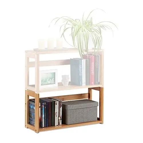 Produktbild: Relaxdays Stapelregal, Bambus, erweiterbares Regal, stehend, Schlafzimmer & Wohnzimmer, offen, HBT 30x60x20 cm, natur, Design A: Regalmodul