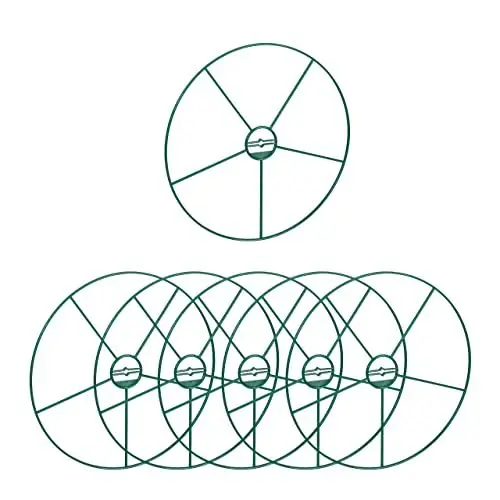 Produktbild: Relaxdays Staudenringe, 6er Set, D: 39 cm, Stauden & Sträucher, runde Halterung, Pflanzenstütze, Kunststoff, dunkelgrün