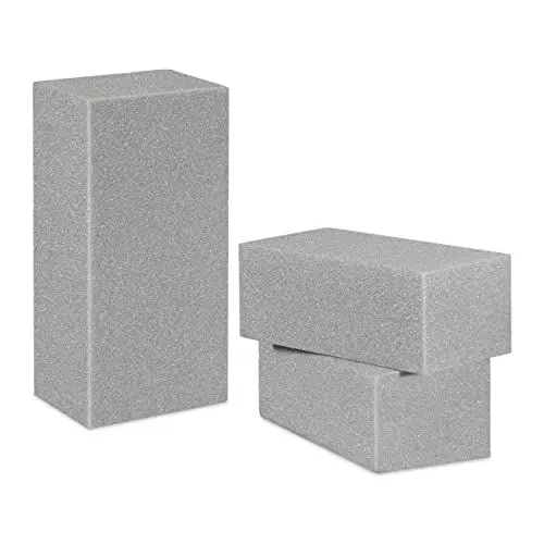 Produktbild: Relaxdays Steckschaum für Trockenblumen, 3er Set Steckziegel, Trockensteckschaum Blumengestecke, HBT 7,5x20x10cm, grau
