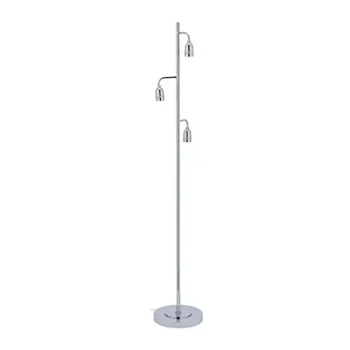 Produktbild: Relaxdays Stehlampe, dreiflammig, Kabel mit Trittschalter, Wohnzimmer & Flur, H x D: 150 x 25 cm, E27 Fassung, silber