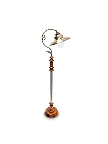 Produktbild: Relaxdays Stehlampe im Jugendstil Design, mit neigbarem Schirm, aus Massivholz und Messing, HBT: ca. 157 x 35 x 39 cm, Braun, Gold