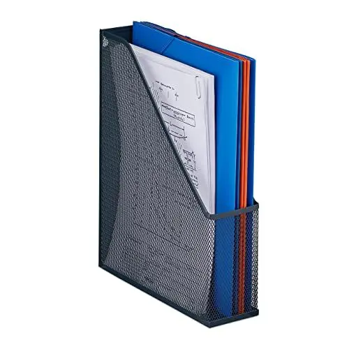 Produktbild: Relaxdays Stehsammler, DIN A4, Mesh Design, HxBxT: 31,5 x 7,5 x 25 cm, Büro & Home-Office, Stehordner, Metall, anthrazit