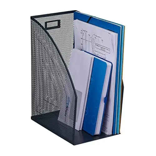 Produktbild: Relaxdays Stehsammler, DIN A4, Mesh Design, HxBxT: 32 x 16 x 24,5 cm, Büro & Home-Office, Stehordner, Metall, anthrazit