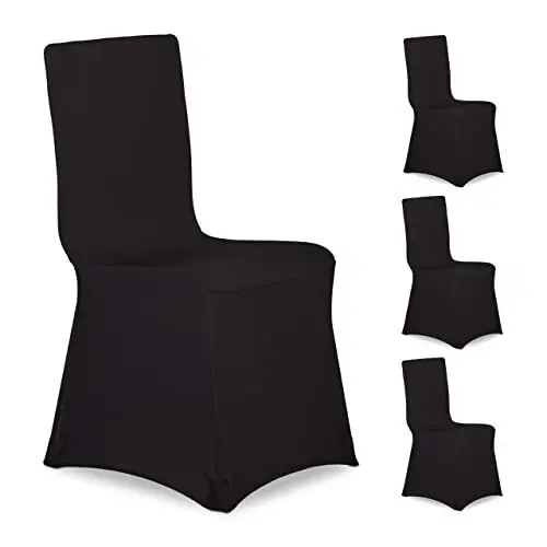 Produktbild: Relaxdays Stuhlhussen, 4er Set, universeller Stretch Stuhlbezug, Bankettstuhl Dekoration, Empfang und Feier, schwarz