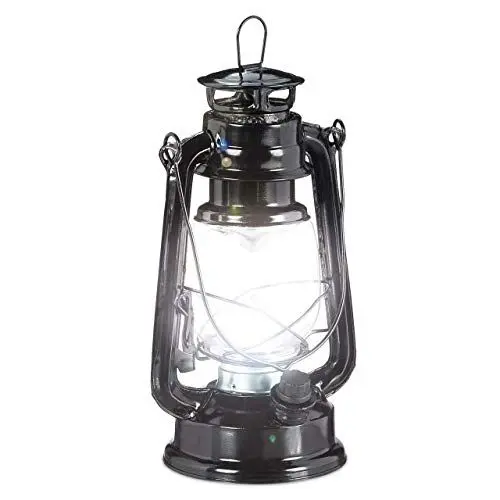 Produktbild: Relaxdays Sturmlaterne LED, Retro Sturmlampe als Fensterdeko oder elektrische Gartenlaterne, batteriebetrieben, schwarz, 24 x 15 x 11.5 cm
