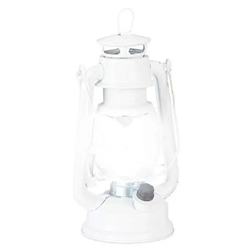 Produktbild: Relaxdays Sturmlaterne LED, Retro Sturmlampe als Fensterdeko oder elektrische Gartenlaterne, batteriebetrieben, weiß, 24 x 15 x 11.5 cm