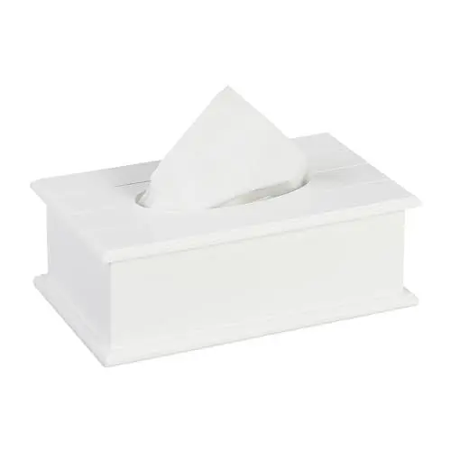 Produktbild: Relaxdays Taschentuchbox, Kosmetiktücherbox, eckige Tuchbox Taschentücher, HBT: 9,5x27x16 cm, Papiertuchspender, weiß