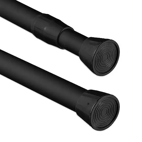 Produktbild: Relaxdays Teleskopstange, 150–280 cm, Klemmstange für Duschvorhang, Gardine, Türrahmen, Edelstahl, ohne Bohren, schwarz