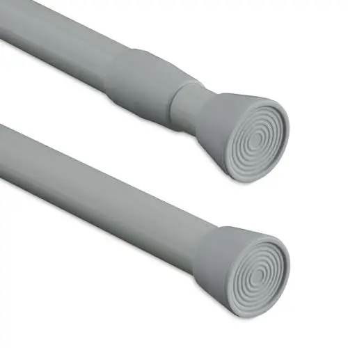 Produktbild: Relaxdays Teleskopstange, 66–110 cm, Klemmstange für Duschvorhang, Gardine, Türrahmen, Edelstahl, ohne Bohren, grau