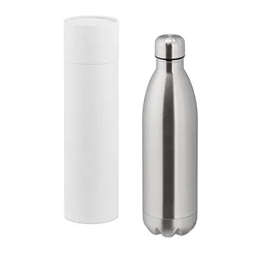 Produktbild: Relaxdays Thermo Trinkflasche, doppelwandige Vakuum Isolierflasche, 1 Liter, unterwegs, Edelstahl, auslaufsicher, silber, 10027967_55, 32.5 x 9 x 9 cm