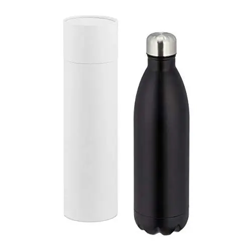 Produktbild: Relaxdays Thermo Trinkflasche, doppelwandige Vakuum Isolierflasche, 1 l, unterwegs, Edelstahl, auslaufsicher, schwarz 10027967_46, 32.5 x 9 x 9 cm