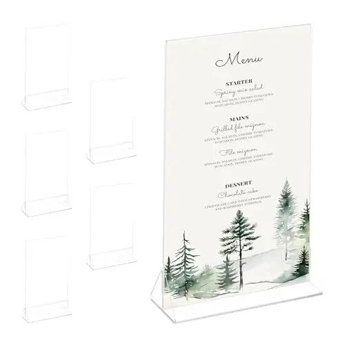 Produktbild: Relaxdays Tischaufsteller 6 Stück, DIN A5, Hochzeit, für Menükarten und Fotos, Acryl Thekenaufsteller, transparent