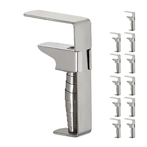 Produktbild: Relaxdays Tischdeckenklammern, 12er Set, verstellbare Tischklammern für Dicke Tische, Edelstahl, bis 4 cm Stärke, Silber