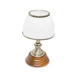Produktbild: Relaxdays Tischlampe Holz Jugendstil mit Glasschirm weiß Messing-Optik 10018911 28.5 x 16 x 16 cm