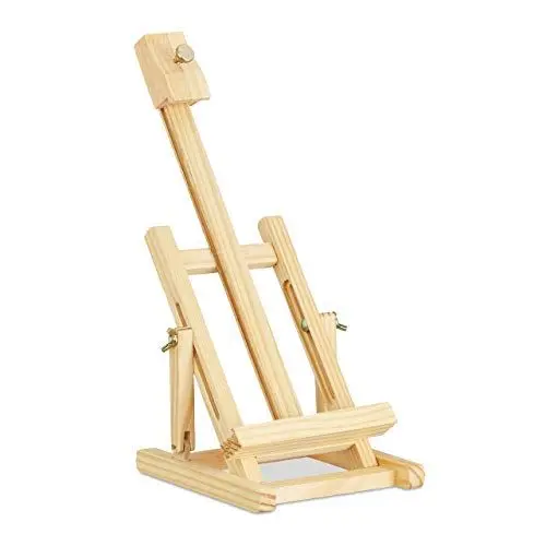 Produktbild: Relaxdays Tischstaffelei, Höhe & Winkel einstellbar, Mini Staffelei, zusammenklappbar, Bildhalter, 37 cm, Holz, natur, 37 x 17,5 x 16,5 cm