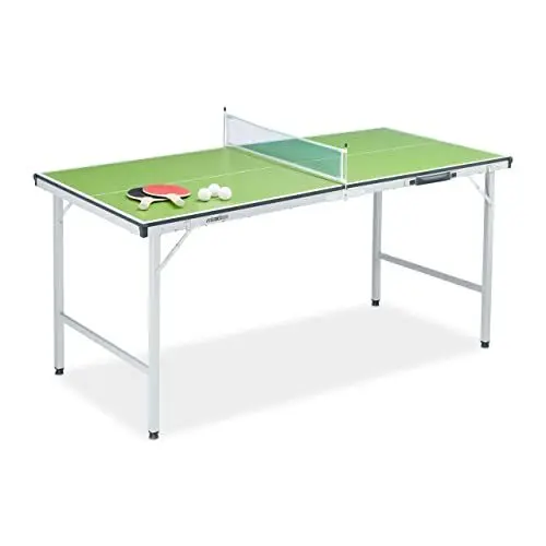 Produktbild: Relaxdays Tischtennisplatte, klappbarer Tischtennistisch mit Netz, 2 Schläger, 3 Bälle, HxBxT: 70 x 70 x 150 cm, grün