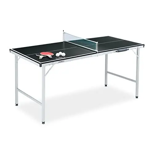 Produktbild: Relaxdays Tischtennisplatte, klappbarer Tischtennistisch mit Netz, 2 Schläger, 3 Bälle, HxBxT: 70 x 70 x 150 cm, schwarz