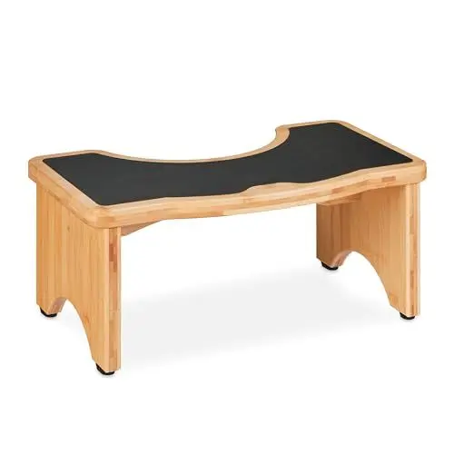 Produktbild: Relaxdays Toilettenhocker, Stuhlgang Unterstützung, Klohocker Erwachsene, Bambus, HBT 18,5 x 44,5 x 26 cm, Natur/schwarz