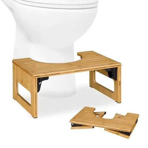 Produktbild: Relaxdays Toilettenhocker, klappbar, Stuhlgang Unterstützung, WC Hocker Erwachsene, Bambus, HBT: 18,5x43x27,5 cm, Natur