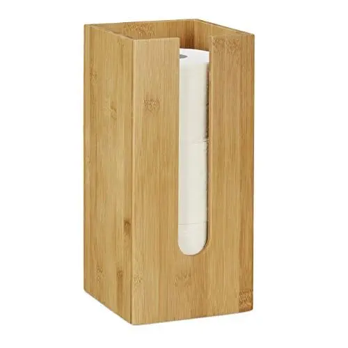 Produktbild: Relaxdays Toilettenpapierhalter stehend, für 3 Rollen, Toilettenpapier Aufbewahrung, Bambus, HBT 33 x 15 x 15 cm, natur