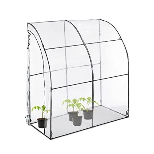 Produktbild: Relaxdays Tomatengewächshaus, PVC-Folie, HBT: 215 x 200 x 100 cm, begehbares Foliengewächshaus, transparent/schwarz