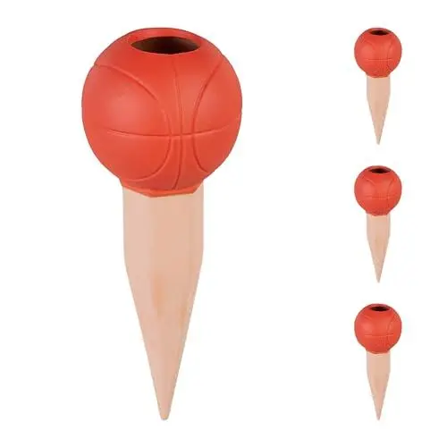 Produktbild: Relaxdays Tonkegel Basketball, 4er Set, Bewässerungskugeln, für 1,5L PET-Flaschen, Gießhilfe, Keramik, orange/terrakotta