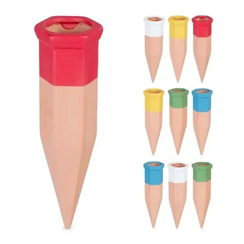 Produktbild: Relaxdays Tonkegel Bewässerung, 10er Set, Gießhilfe für Zimmerpflanzen und Balkonkästen, HBT: 17,5 x 5,5 x 5 cm, bunt