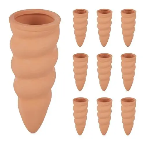 Produktbild: Relaxdays Tonkegel Bewässerung, 10er Set, für 1,5L Flaschen, Gießhilfe für Zimmerpflanzen, Gießkegel, Ton, Terracotta