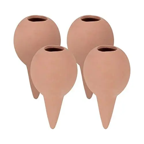 Produktbild: Relaxdays Tonkegel Bewässerung, 4er Set, Gießkugel für Zimmerpflanzen und Balkonkästen, H x D: 11,5 x 6 cm, terrakotta