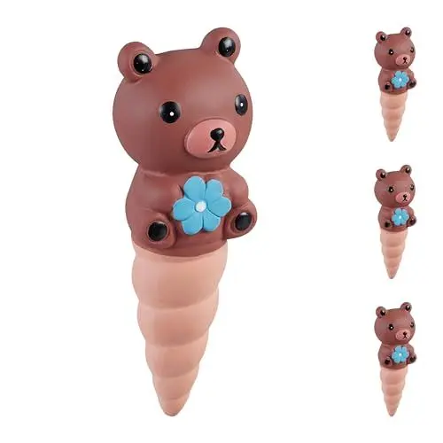 Produktbild: Relaxdays Tonkegel Bewässerung, 4er Set, je 100 ml, Gießhilfe für Zimmerpflanzen, Bären-Motiv, Bewässerungsstecker, bunt