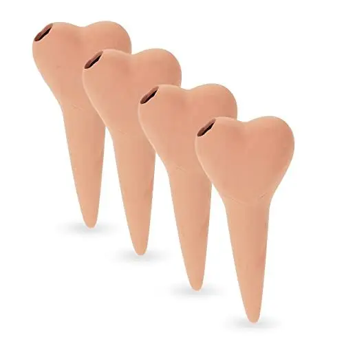 Produktbild: Relaxdays Tonkegel Bewässerung, 4er Set, je 70 ml, Gießhilfe für Zimmerpflanzen & Balkonkästen, Herz Design, terrakotta