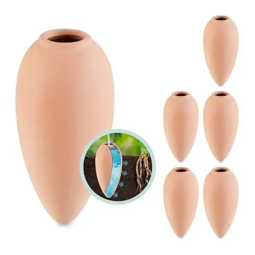 Produktbild: Relaxdays Tonkegel Bewässerung, 6er Set, 170 ml, Gießhilfe Zimmerpflanzen & Balkonkästen, Bewässerungskegel, terrakotta
