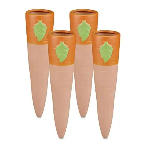 Produktbild: Relaxdays Tonspitzen Bewässerung, 4er Set, Tonkegel für 1,5 l PET Flaschen, für Balkonkästen & Topfpflanzen, terrakotta